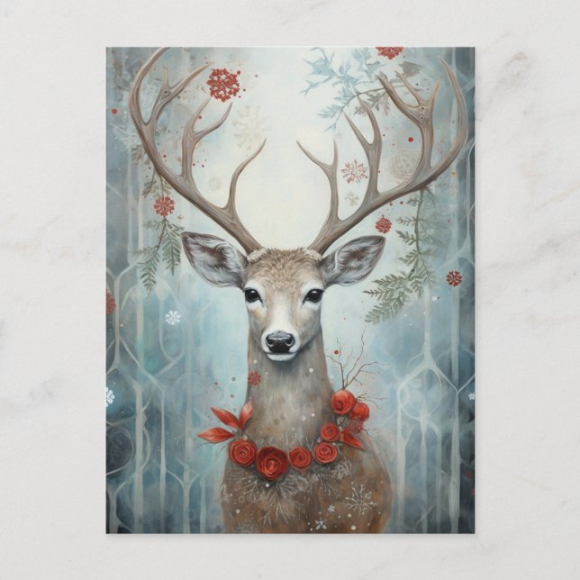 Winter Deer Boho Postkarte (Vorderseite)