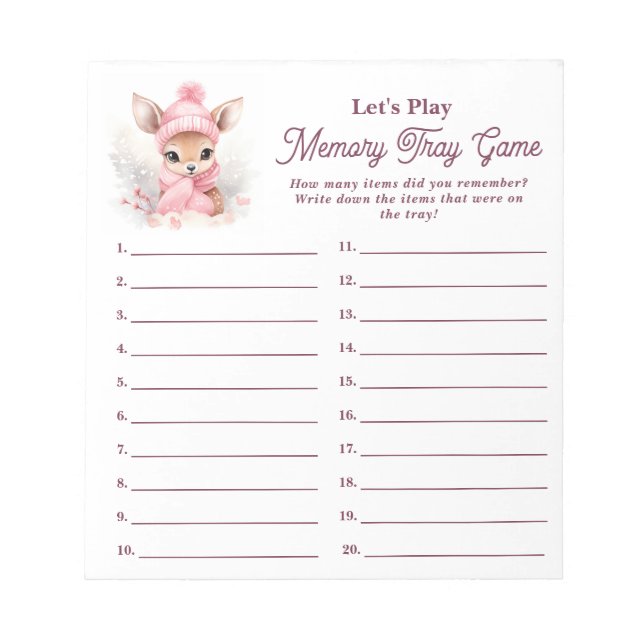 Winter Deer Girl Baby Showroom Notizblock (Vorderseite)