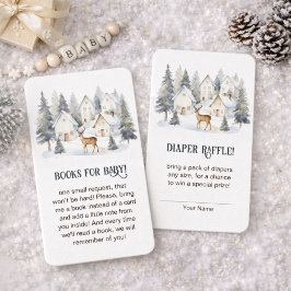 Winter Deer in Village Baby Shower Books for Baby Begleitkarte