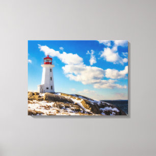 Winter des Leuchtturm-  in Peggy Bucht, Leinwanddruck