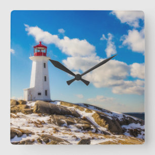 Winter des Leuchtturm-  in Peggy Bucht, Quadratische Wanduhr