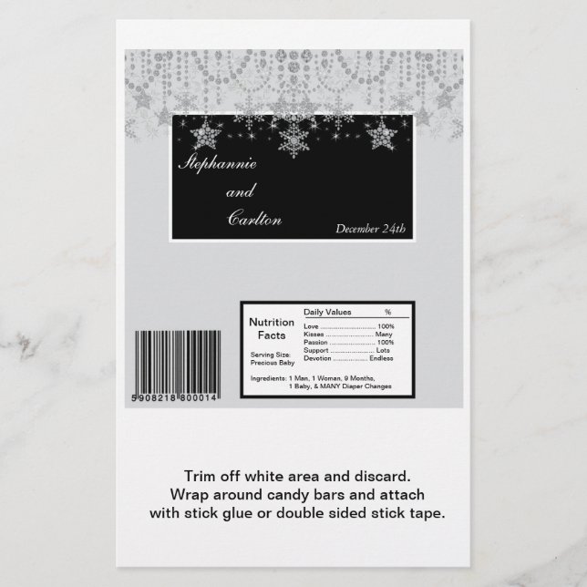 Winter Diamond Wedding Hershey's Large Bar Wrapper Flyer (Vorne)