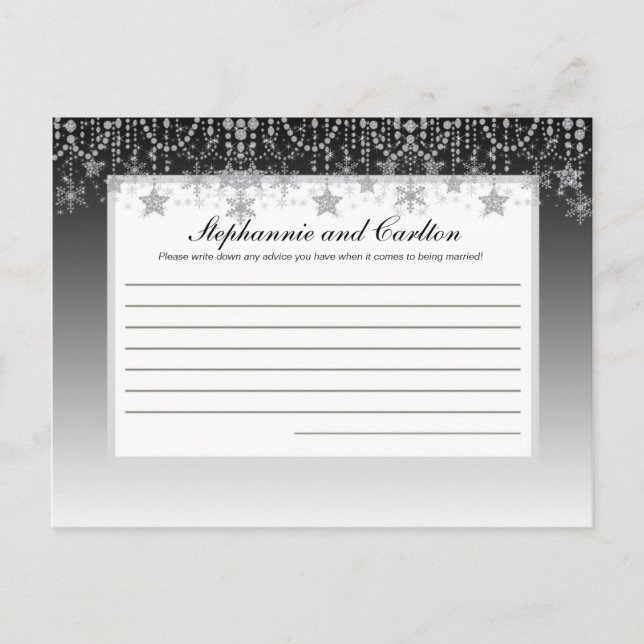 Winter Diamond Wedding Writable Advice Card Hinweiskarte (Vorderseite)