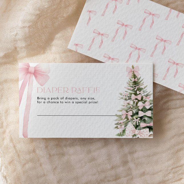 Winter Diaper Raffelkarte Rosa Bow Mitteilungskarte (Von Creator hochgeladen)
