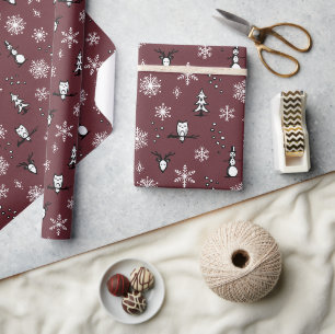 Winter-Dinge Geschenkpapier - Wein, Kohle, Schnee