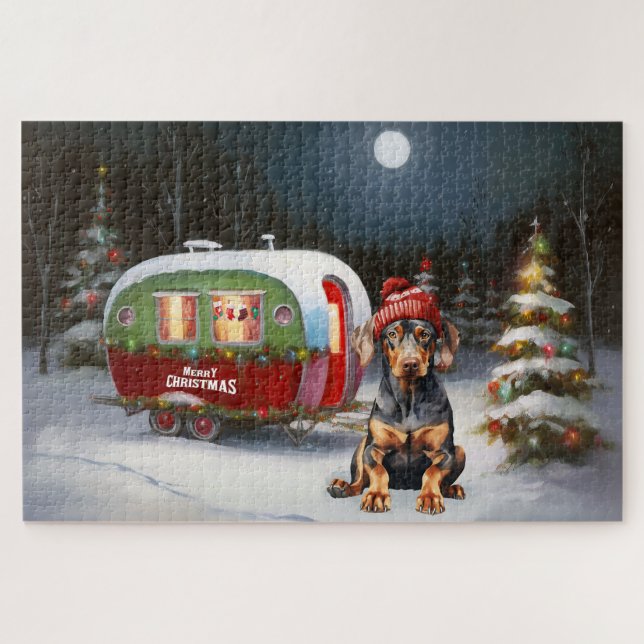 Winter Doberman Caravan Weihnachtsabenteuer (Horizontal)