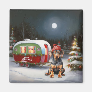 Winter Doberman Caravan Weihnachtsabenteuer Magnet