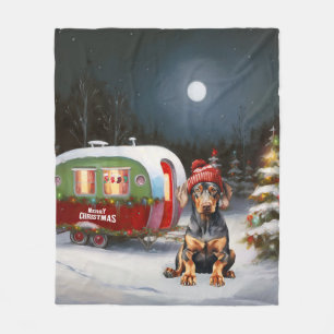 Winter Doberman Karawanen-Weihnachtsabenteuer Fleecedecke