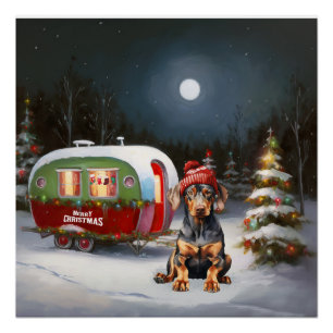 Winter-Dobermann-Wohnwagen-Weihnachtsabenteuer  Poster