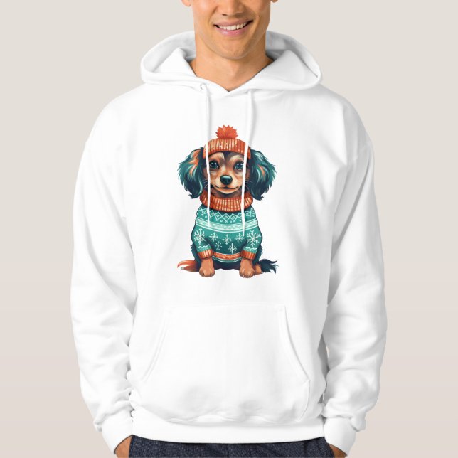 Winter Doggie Sweater Vibes Hoodie (Vorderseite)
