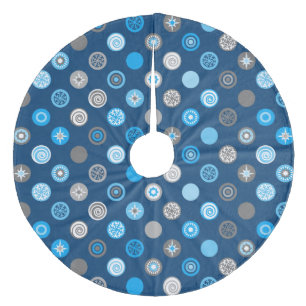 Winter Dots Blauer und Grauer Fleece Baumrock Weihnachtsbaumdecke
