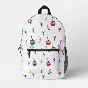 Winter Downhill Skifahrer Skigebiet Muster Bedruckter Rucksack