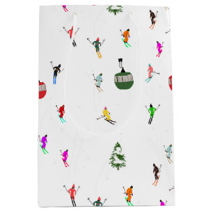 Winter Downhill Skifahrer Skigebiet Muster Mittlere Geschenktüte
