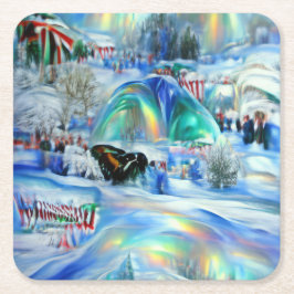 Winter Dreamscape Rechteckiger Pappuntersetzer