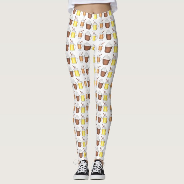 Winter Drinks Egg Nog Rum Kakao Urlaub Cocktails Leggings (Vorderseite)