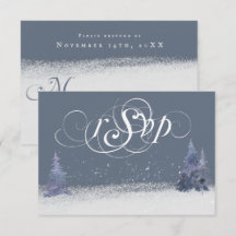 Winter Dusty Blue and White Woodland Wedding