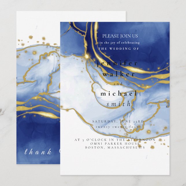 Winter Dusty Blue Mountain Minimalistisch Hochzeit Einladung (Vorne/Hinten)