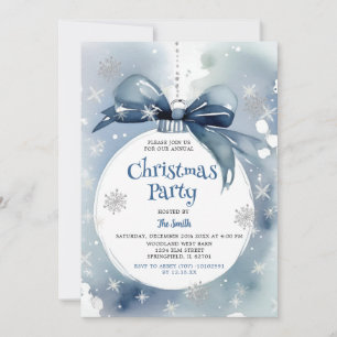 Winter Dusty Blue Ornament Weihnachtsfest Party Einladung