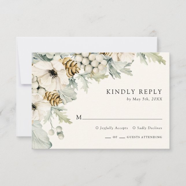 Winter Dusty Blue RSVP Card Karte (Vorderseite)