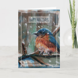 Winter Eastern BlueBird Malerei Happy Holidays Ca Karte