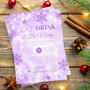 Winter "Eat & Drink" Lila Weihnachtsfest Einladung