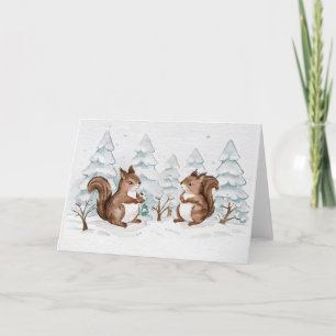 Winter Eichhörnchen Grußkarte - Leere Innenseite Ankündigung