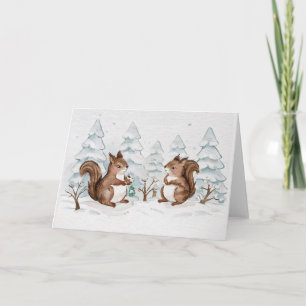 Winter Eichhörnchen Grußkarte - Leere Innenseite Ankündigung