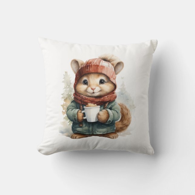 Winter Eichhörnchen Kissen (Vorderseite)