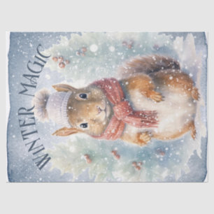 Winter Eichhörnchen Wasserfarbe Wintermagie Seidenpapier