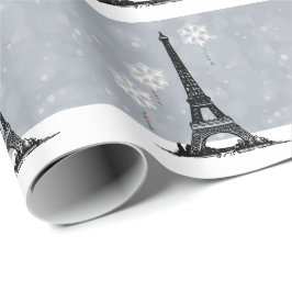 Winter Eiffelturm, Schneeflocken - Weihnachten Geschenkpapier
