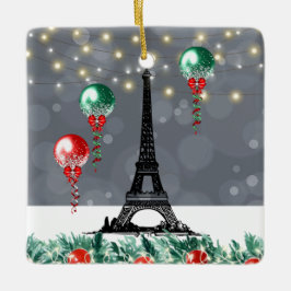 Winter Eiffelturm, Weihnachtsballons Nachtzeit Keramikornament