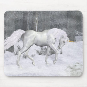 Winter Einhorn .. Fantasiekunst Mousepad