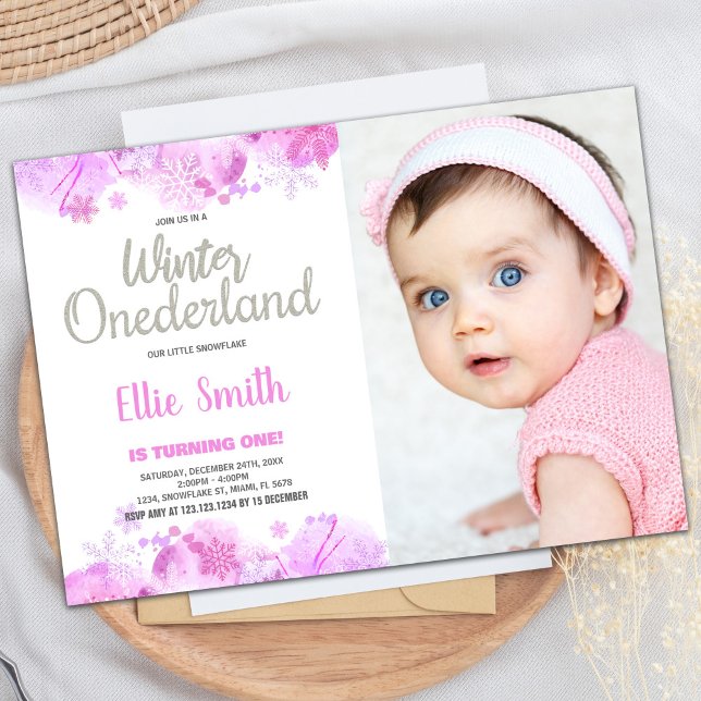 Winter Einladungen Einladungen Schneeballzeit Foto (Winter ONEderland Invitations Snow Silver Photo)