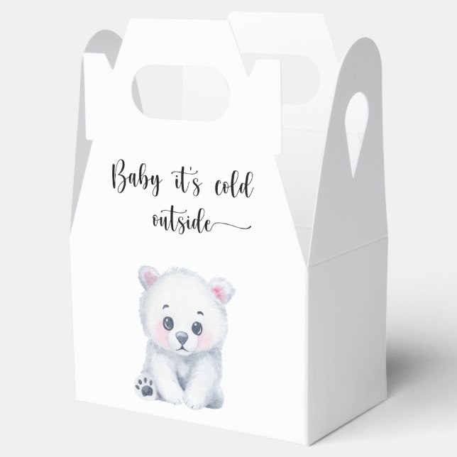 Winter Eisbär - Baby draußen kalt Geschenkschachtel (Geöffnet)