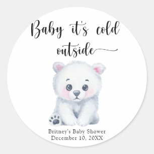 Winter Eisbär - Baby draußen kalt Runder Aufkleber