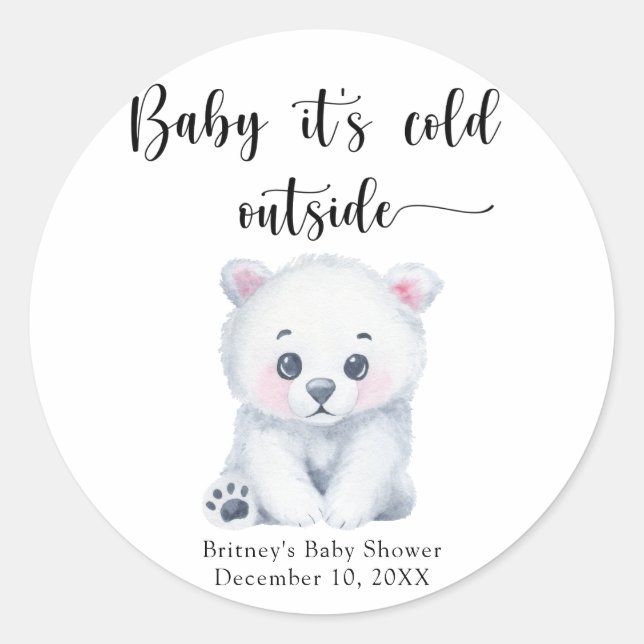 Winter Eisbär - Baby draußen kalt Runder Aufkleber (Vorderseite)