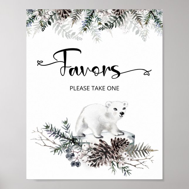 Winter Eisbär Babydusche Favoriten Poster (Vorne)