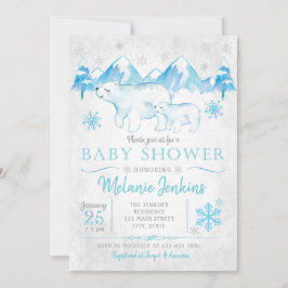 Winter-Eisbär-Schnee-Jungen-Babyparty-Einladung Einladung