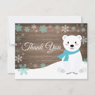 Winter-Eisbär-Schneeflocke-Aqua-Dankeschön-Karte Dankeskarte