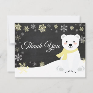 Winter-Eisbär-Schneeflocke-Gelbes-Dankeschön-Karte Dankeskarte
