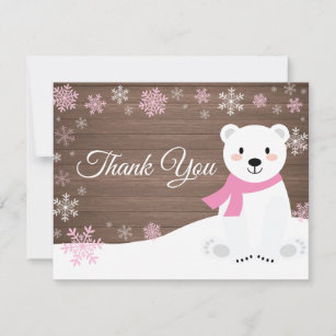Winter-Eisbär-Schneeflocke-Rosa danken Ihnen zu Dankeskarte