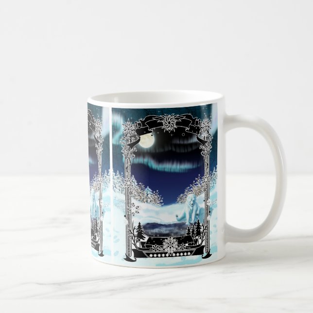 Winter-Eisbären-Teich mit Aurora Kaffeetasse (Rechts)