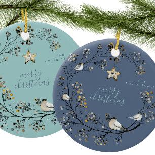 Winter-Eisblauer Kranz Weihnachten Neues Jahr Keramik Ornament