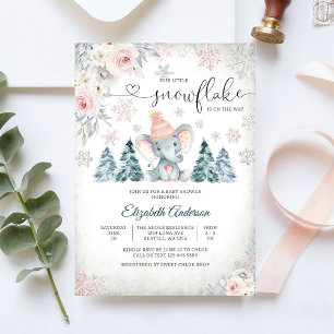 Winter-Elefanten-Baby-Party-Einladung Einladung