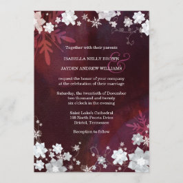 Winter Elegance Schnee Blume Hochzeit Einladung