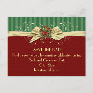 Winter Elegant Damask Weihnachten Save the Date Ankündigungspostkarte