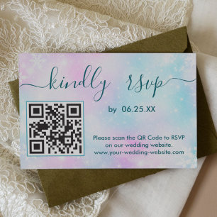 Winter Elegante Hochzeit UAWG online mit QR-Code RSVP Karte