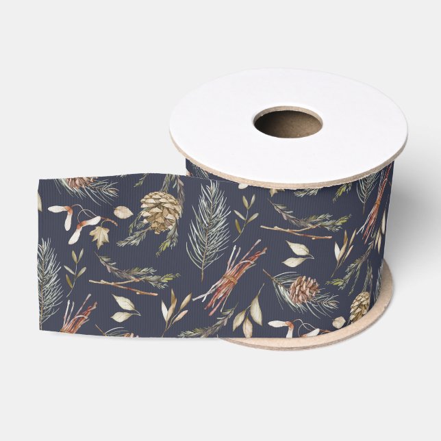 Winter Elegante Kulturroute mit Pinecones Ripsband (Spule)