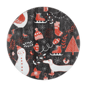Winter-Elemente: Cute Handgezeichnet. Schneidebrett