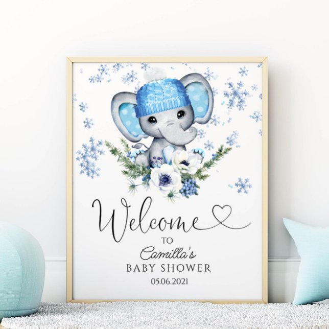 Winter Elephant Baby Dusche Willkommen Poster (Von Creator hochgeladen)